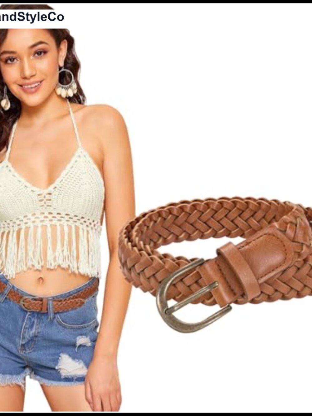 Women's Braided Woven Belt Skinny Faux Leather Adjustable